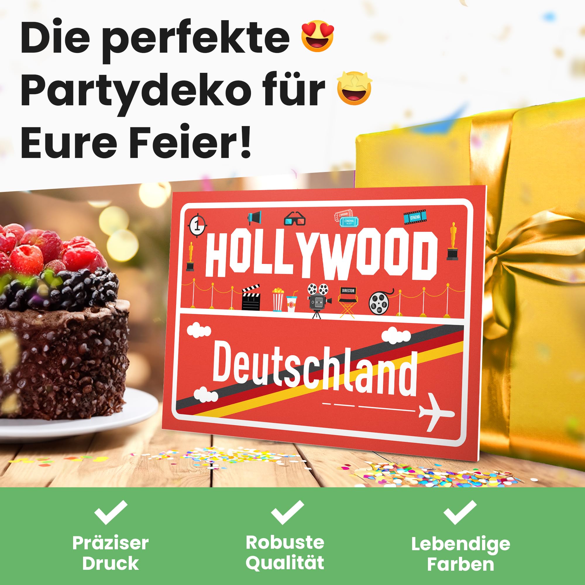 DankeDir! Hollywood Place Sign, Plastic Sign 30 x 20 cm - Image 4