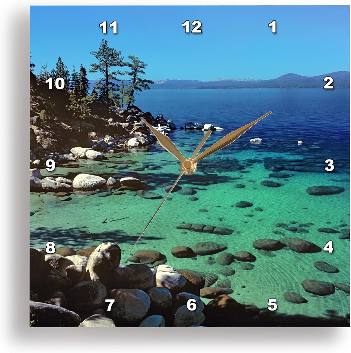 3dRose DPP_92271_3 Nevada, Lake Tahoe Highway 28 - US29 RER0011 - RIC Ergenbright - Wall Clock, 15 by 15-Inch