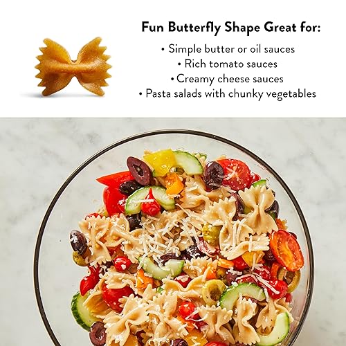 Miniatura 5 de DeLallo Pasta Farfalle de trigo integral, bolsa de 1 libra, paquete de 4, fideos integrales, 100% orgánico, importado de Italia, fabricado con trigo