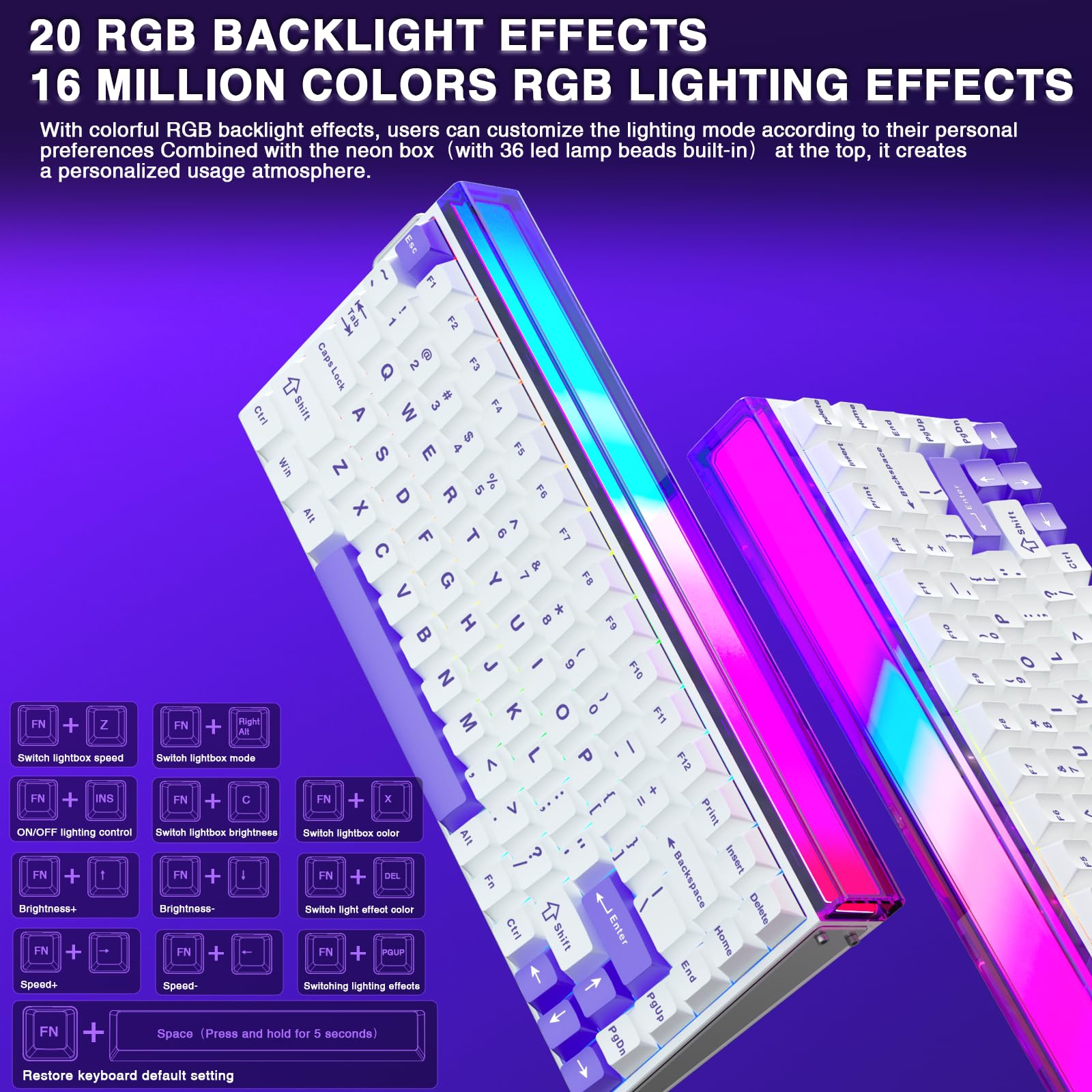 Aula Hero 84 HE - Tastiera meccanica da gioco cablata al 75%, interruttori magnetici hot swappable, modalità trigger rapido 8000 Hz, scatola luminosa al neon RGB, tastiere da gioco per PC/Mac