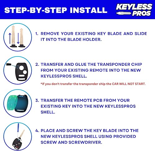 Miniatura 3 de 3-BTN - Funda de repuesto para llave remota sin llave, compatible con Honda Civic LX, CR-V, CR-Z, Pilot, Fit, Insight, Odyssey, Ridgeline, Accord