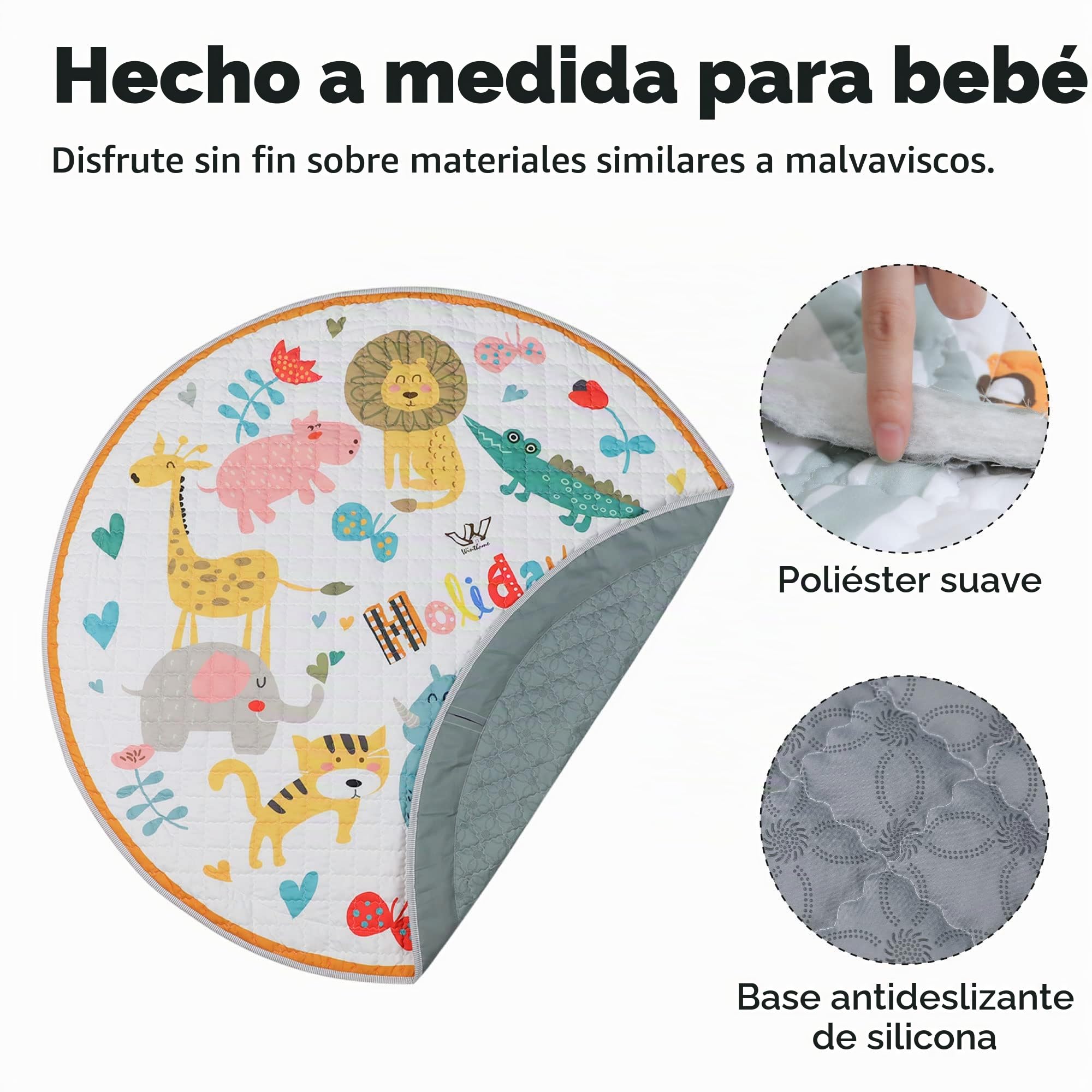 Winthome Alfombra de Juego para Bebé, Bolsa para Guardar Juguetes, Segura, No Tóxica, Antideslizante, Plegable, Lavable, 150 cm