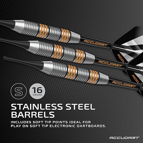Miniatura 2 de Accudart Soft Tip Dart Set 2.0 - Barril con acabado de acero inoxidable - Ranuras radiales - Ejes de policarbonato - Vuelos de forma estándar -