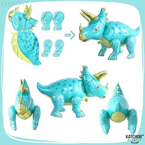 Miniatura 6 de KatchOn Globos gigantes de dinosaurio azul – 38 pulgadas, paquete de 2 | Globos de dinosaurio Mylar para decoración de fiesta de cumpleaños