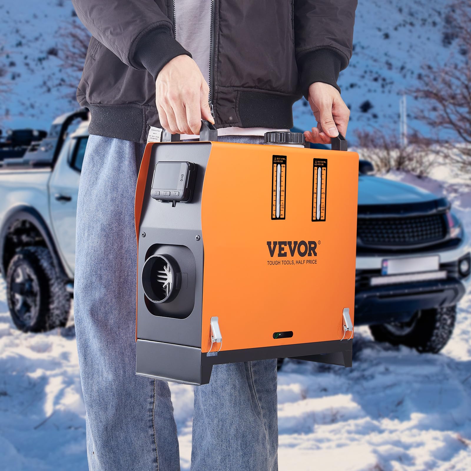 VEVOR Riscaldatore d'Aria Diesel Portatile 12V 5-8KW 0,16-0,52 L/h 8℃-36℃ Regolabile 15-20 m² Telecomando LCD Serbatoio 5L