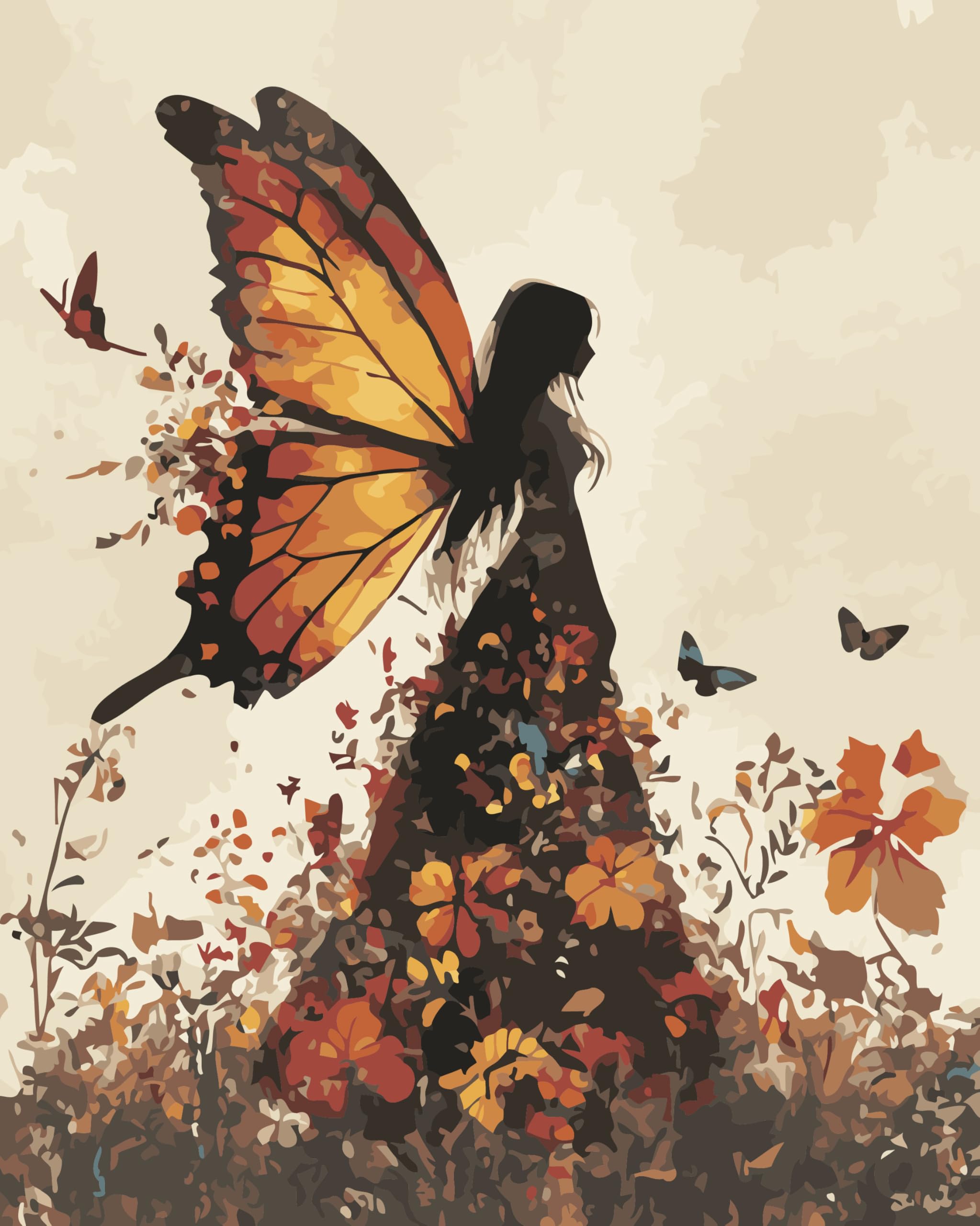 CaptainCrafts Paint by Numbers, DIY Oil Painting Paint by Numbers for Adults Beginner Canvas Acrylic Paint by Numbers Kits Arts Craft Set 16x20 Inch (Frameless, Butterfly Girl) — image 1