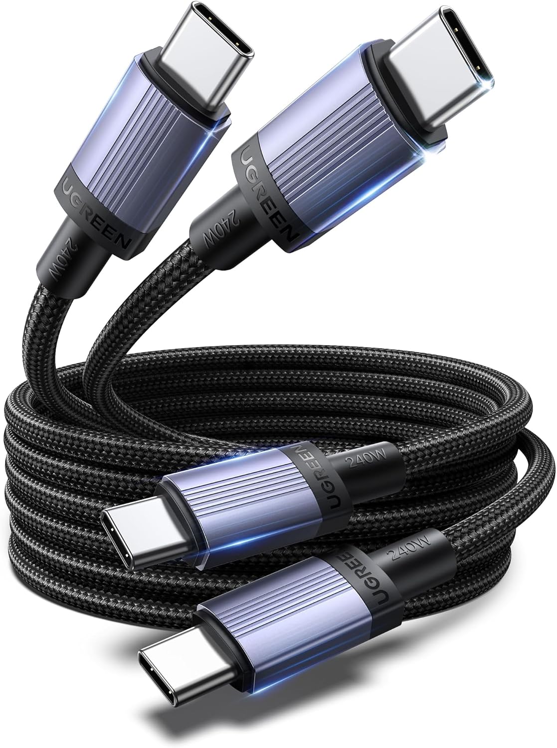 240W USB C Cable 2-Pack, Fast Charging for Laptops & Phones, 6.6FT | Compatible with MacBook Pro/Air, XPS, ThinkBook, iPhone 17/16/15, Galaxy S26/S25, Pixel 10/9, iPad Pro, Steam Deck, Switch