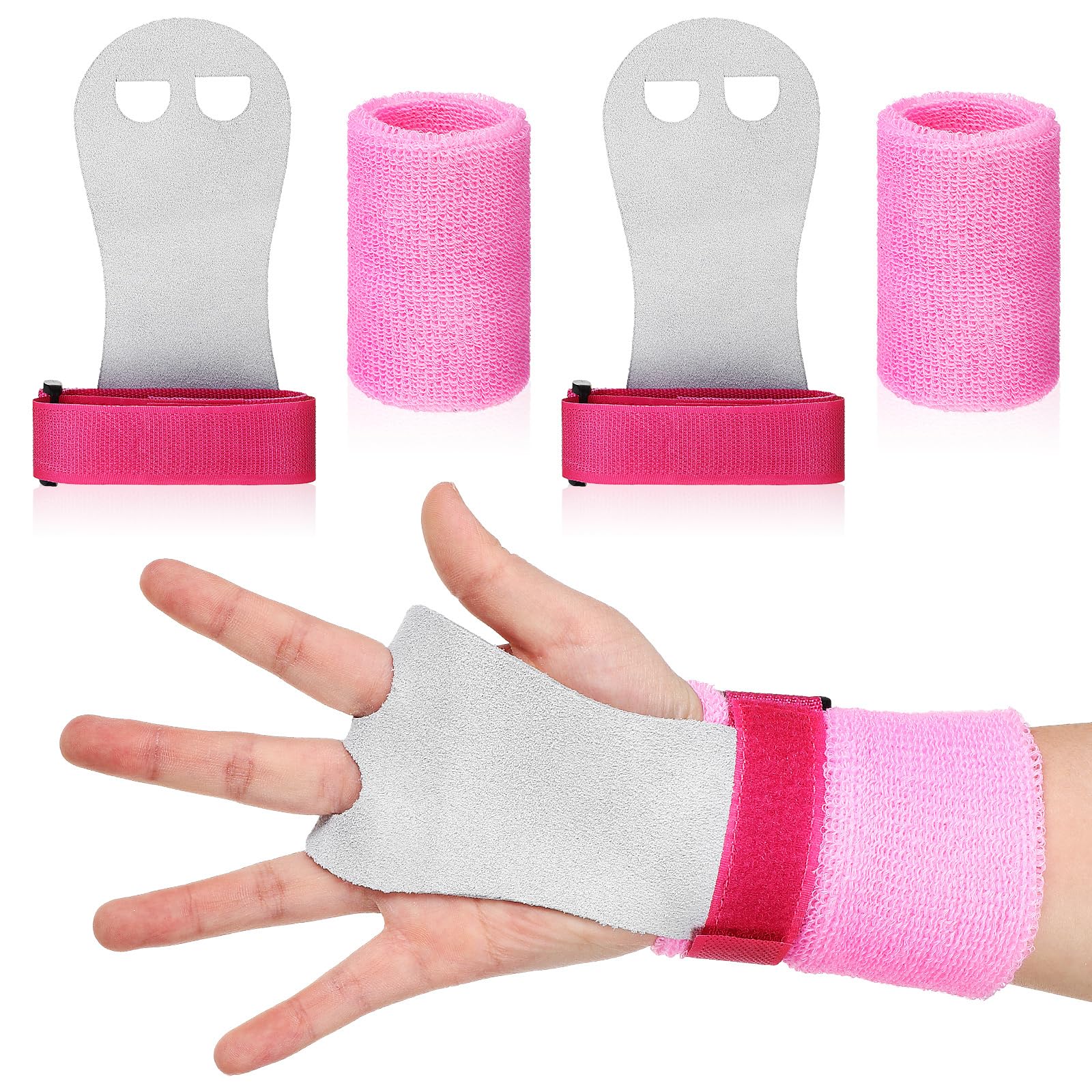 4 Pcs Gymnastics Grips Wristbands Workout Grips Palm Grip Palm Protection and Wrist Support Bands for Exercise ,Weight Lifting