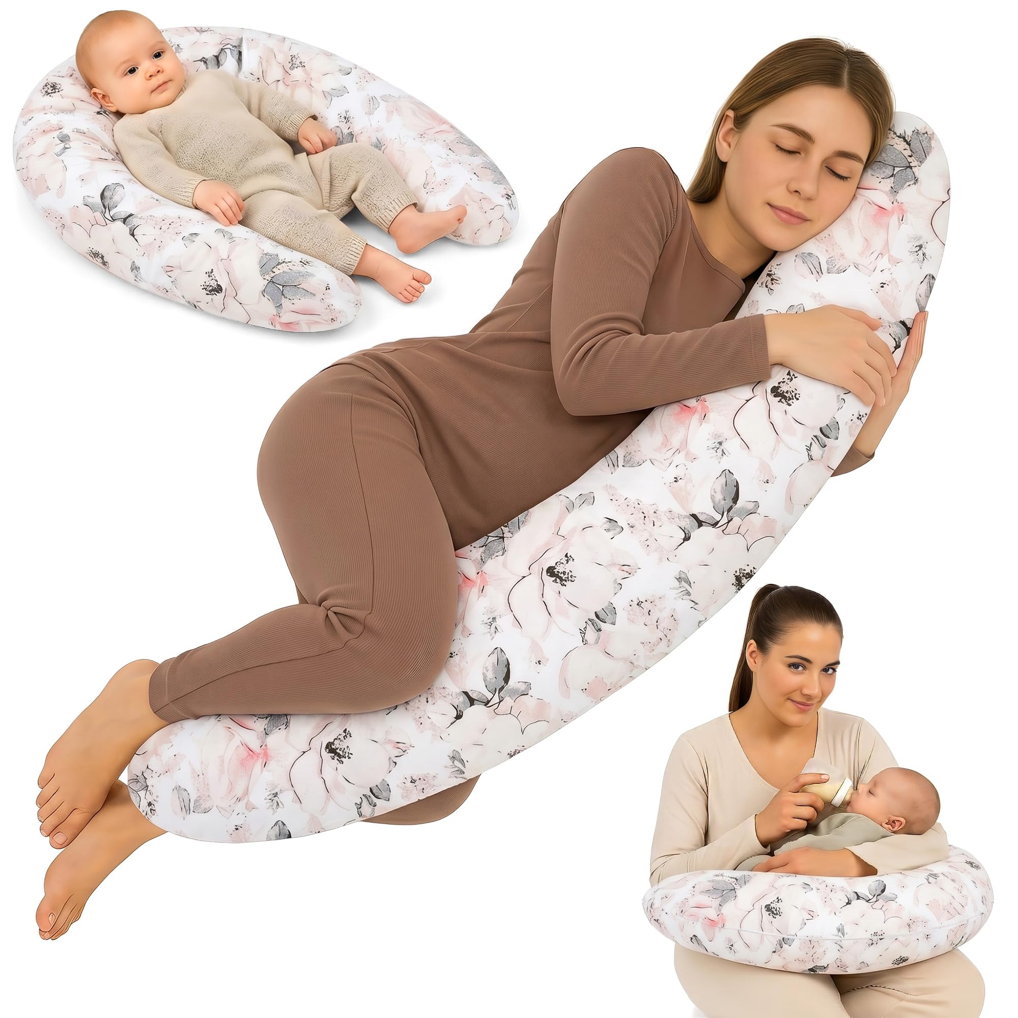 Totsy Baby Cojin Lactancia y Embarazo 190cm – Almohada para Dormir de Lado Descanso y relajación Ideal para futuras mamás Forma en C Oeko-Tex — view 17