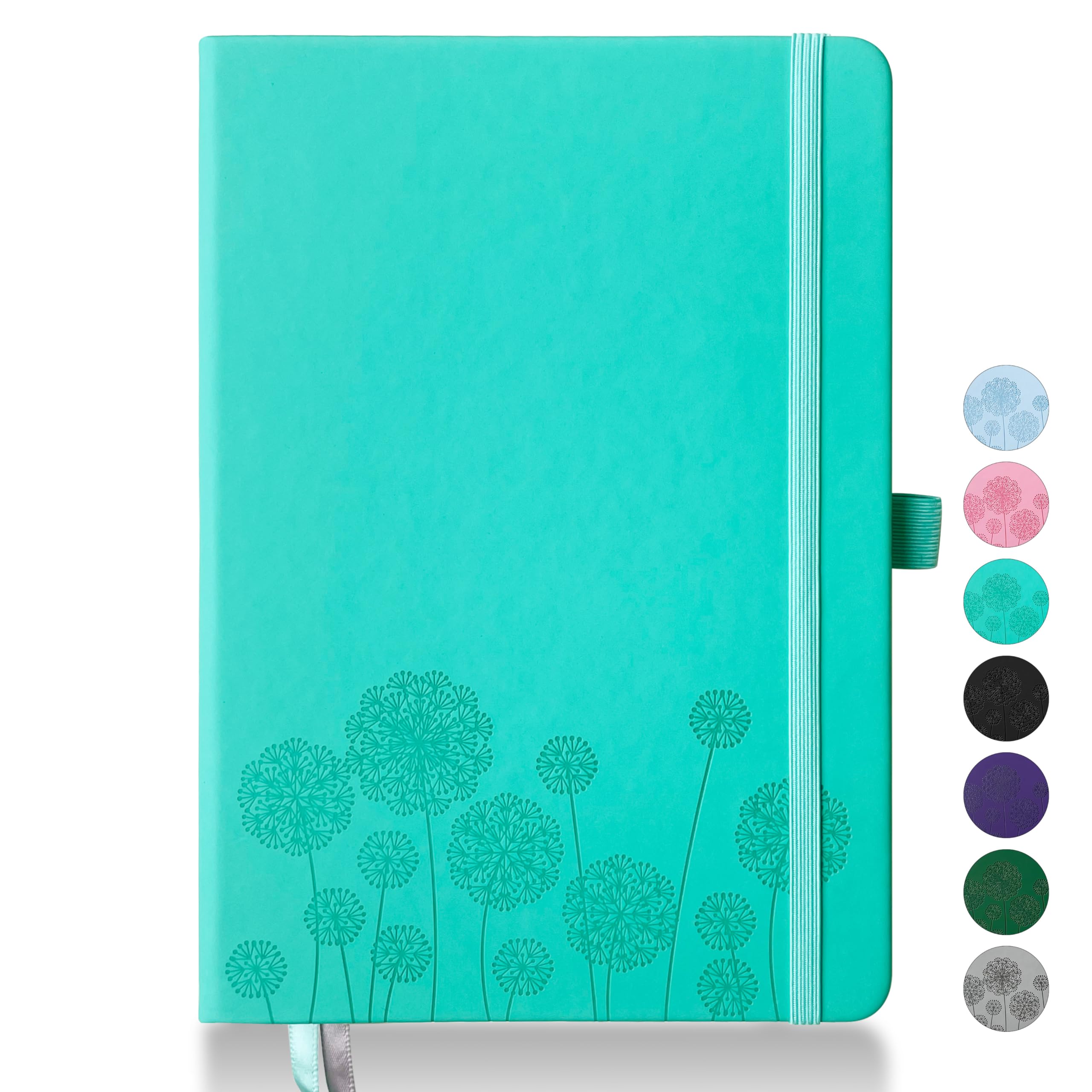 Qefuna Notebook Journal for Women,A5 Hardcover Leather Journaling Notebooks for Work,200 Pages Travel Journal for Women Men with Pen Holder and Ribbon