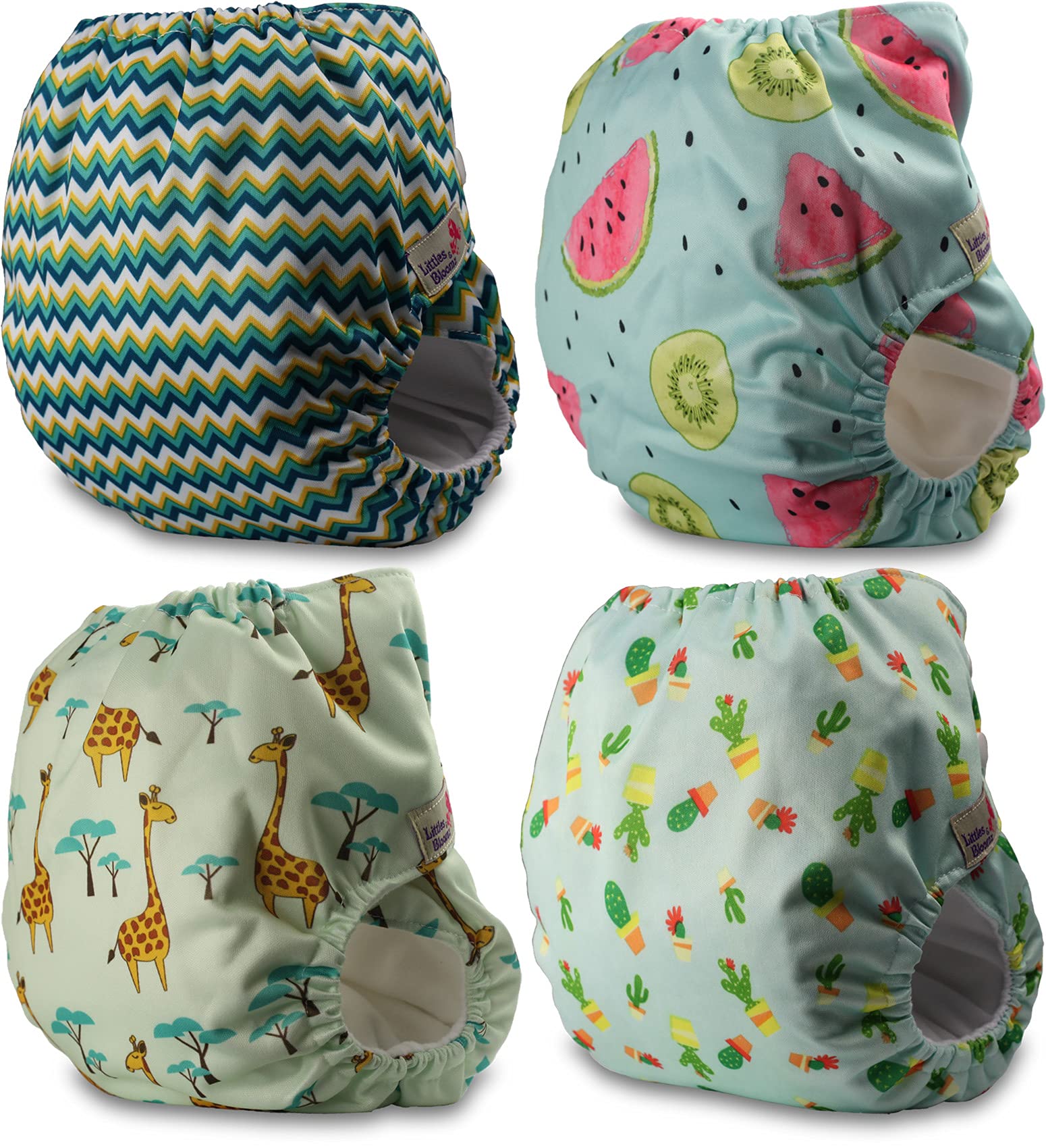 Littles and Bloomz FLP2-0401 Pannolino lavabile riutilizzabile con bottoni a pressione confezione da 4