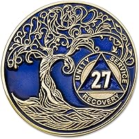 Vista 138 de Medallón AA de 5 años – Árbol de la Vida trenzado chapado en oro AA Chip de recuperación – morado