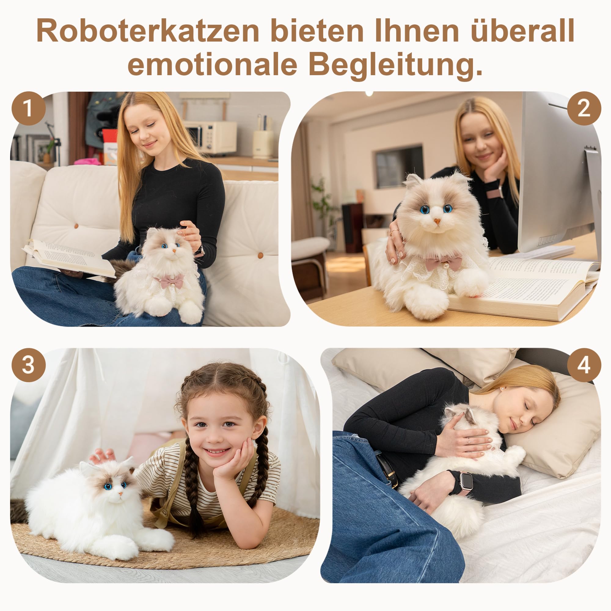 Chongker Interaktives Plüschtier Roboter Katze (Weiß)
