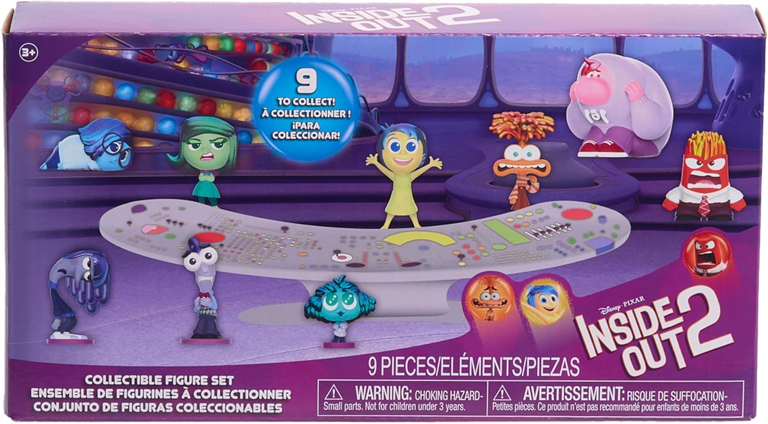 Just Play Disney and Pixar Inside Out 2 Collectible 9-Piece Figure Set, 2.3-inch Collectible Figurines, Kids Toys for Ages 3 Up