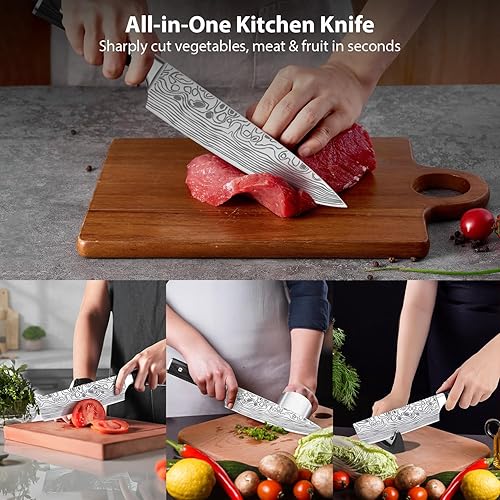 Miniatura 6 de Juego de cuchillos de chef profesional, juego de cuchillos de cocina de 3 piezas, juego de cuchillos de acero inoxidable de alto carbono con