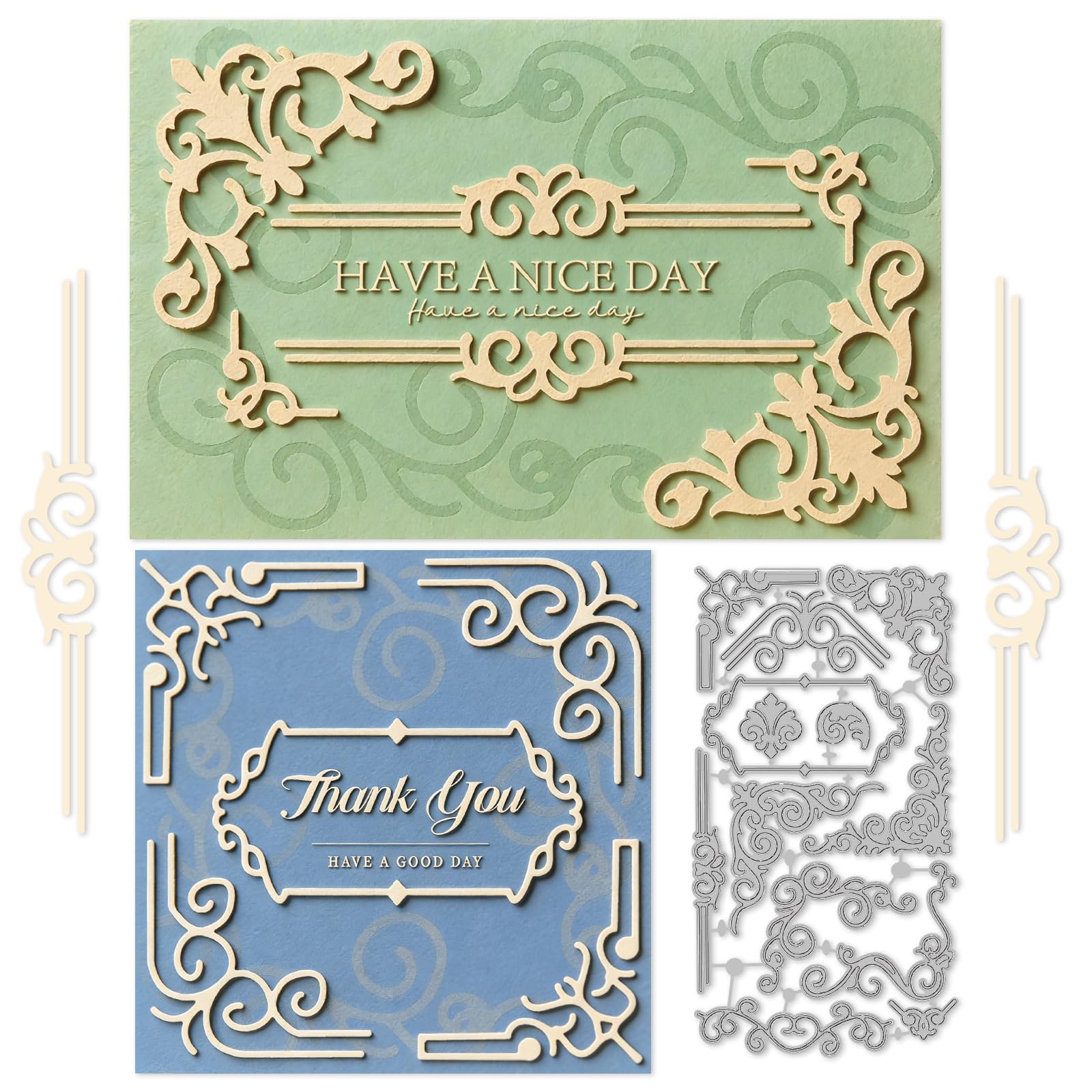 INFUNLY 13Pcs Baroque Corner Cutting Dies for Card Making Vintage Lace Die Cuts Floral Border Metal Cutting Die Flower Corner Embossing Stencil for DIY Scrapbooking Paper Crafts Album Decorative