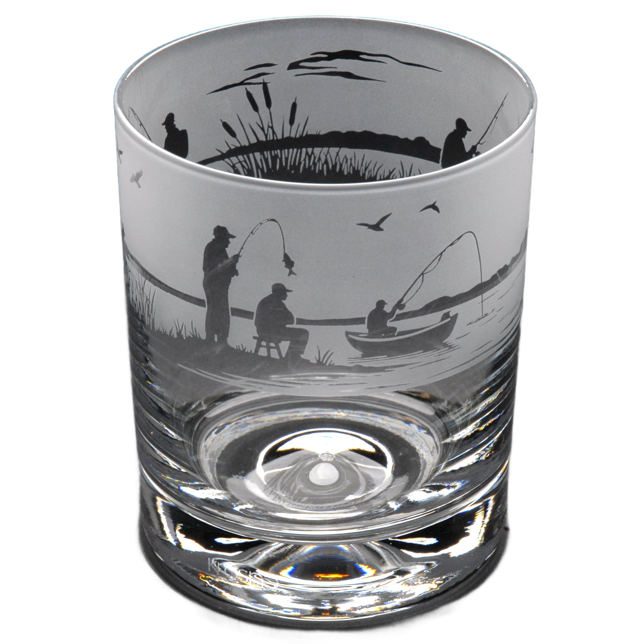 GLYPTIC Glass Art Fishing Hand Etched/Engraved Whiskey Tumbler Glass โ image 1