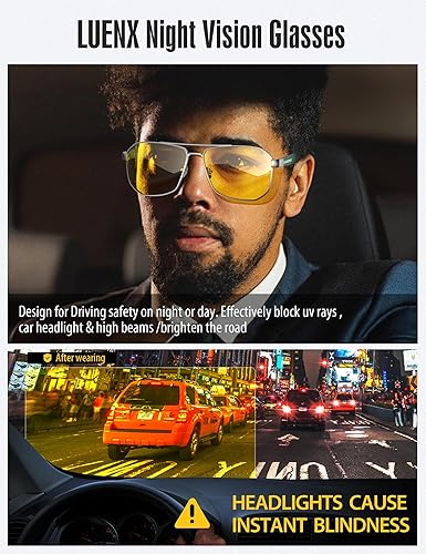 Miniatura 3 de LUENX Gafas de sol de aviador para hombre, cuadradas, polarizadas, polígono, UV400, lentes de sol con accesorios