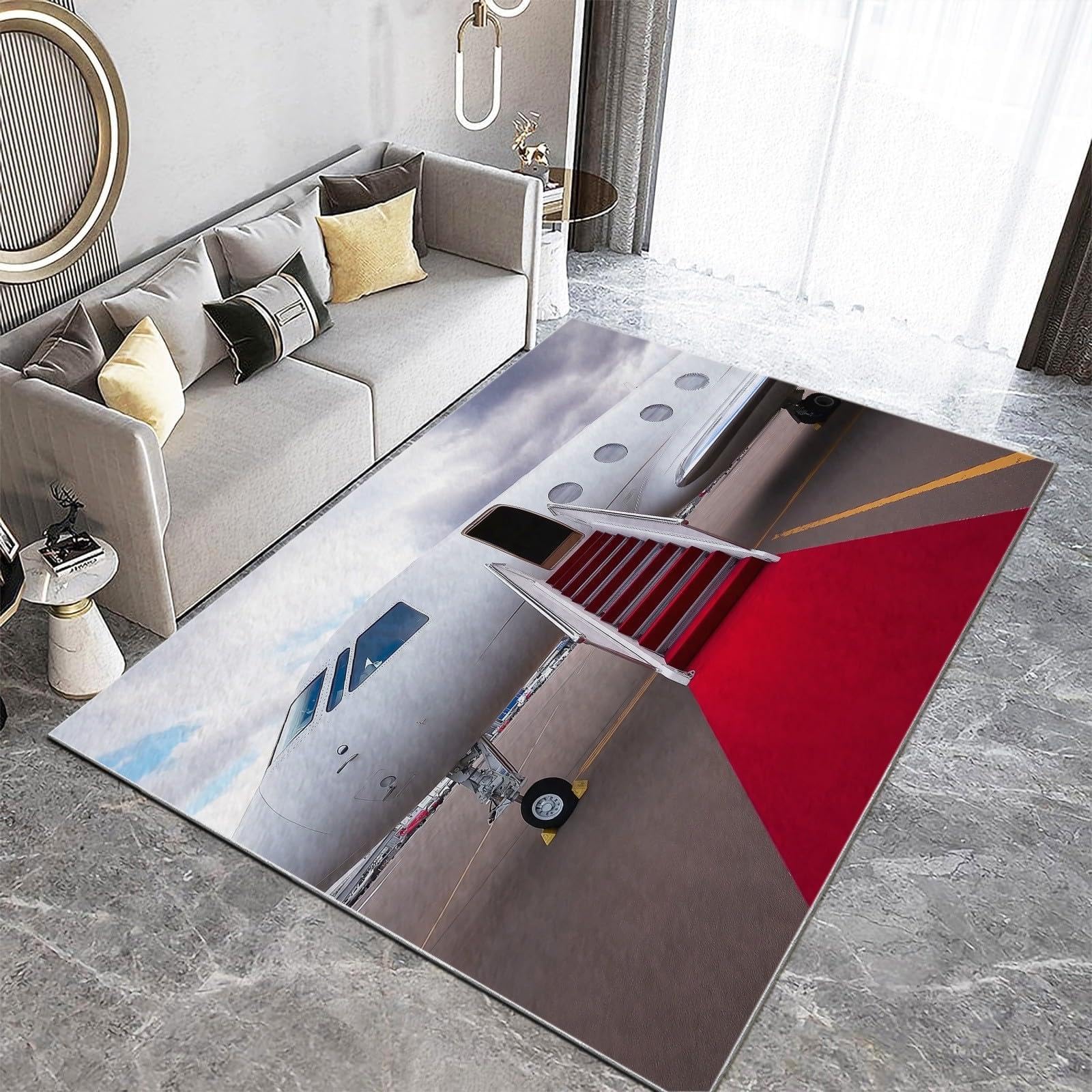 Tapis avion 3D intérieur lavable pour chambre enfant et bureau moderne