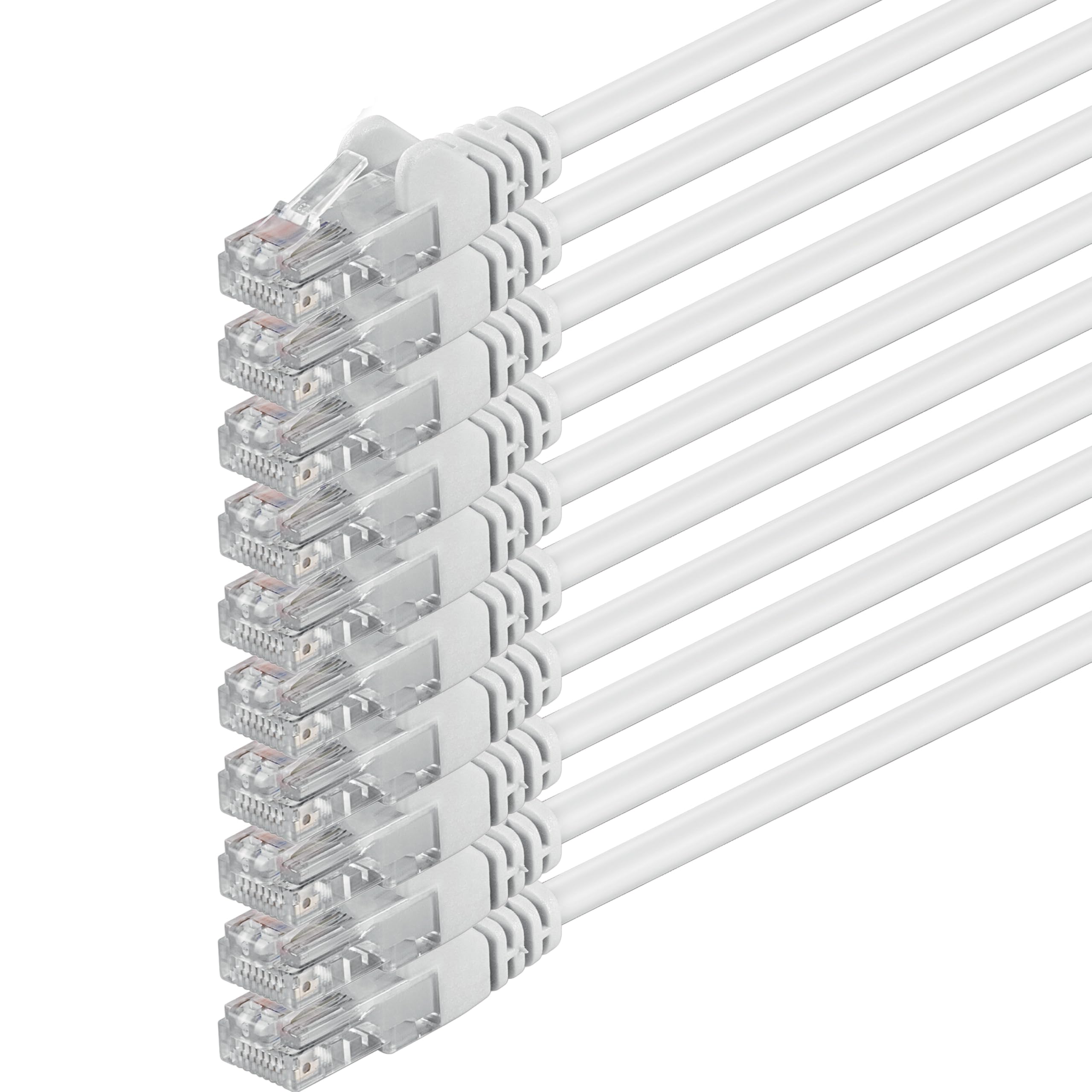 1aTTack.de 7,5m - weiß - 10 Stück - (PACK) - CAT.6 CAT6 Ethernet-Lan-Netzwerk-Kabel 1000 Mbit/s Patchkabel