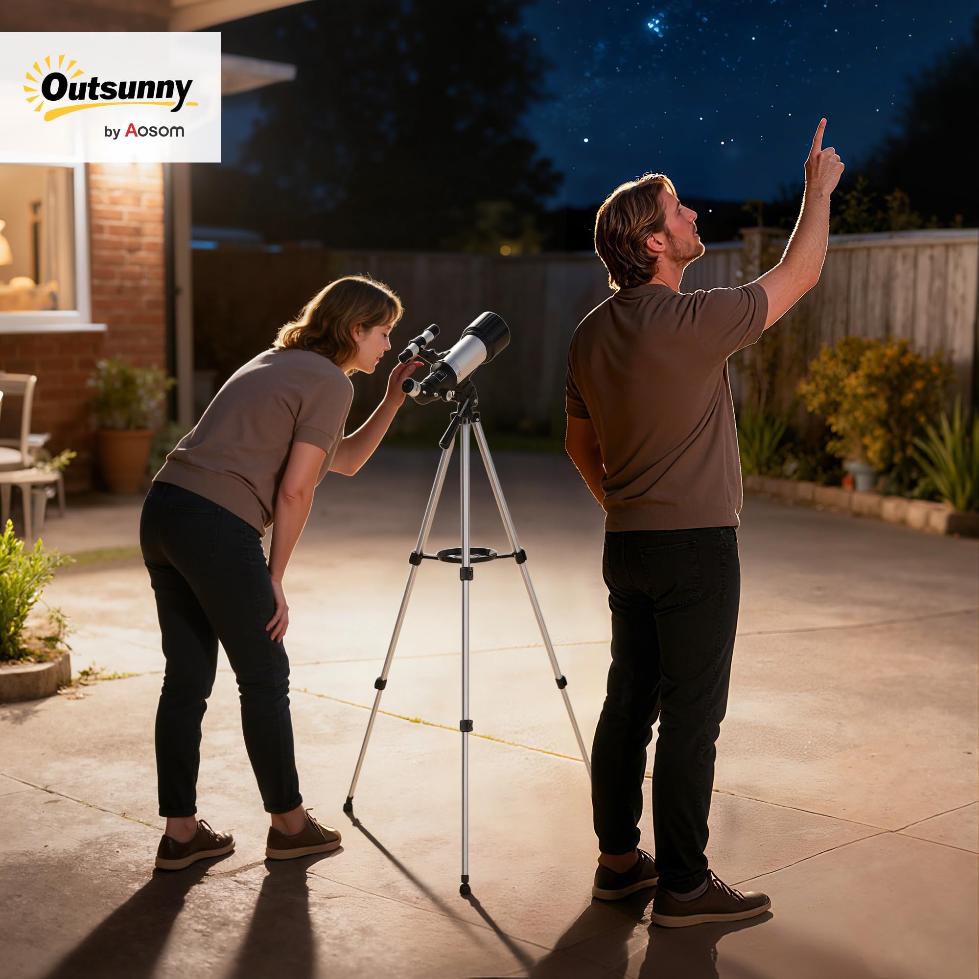 Outsunny Télescope Astronomique pour Adultes et Débutants 70 mm Blanc