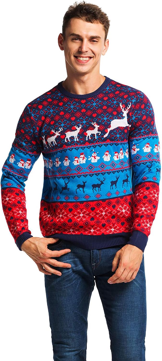 Ugly Christmas Sweater for Men, Reindeer Unisex Women Xmas Fairisle Classic Pullover for Party Festive Party - Image 2