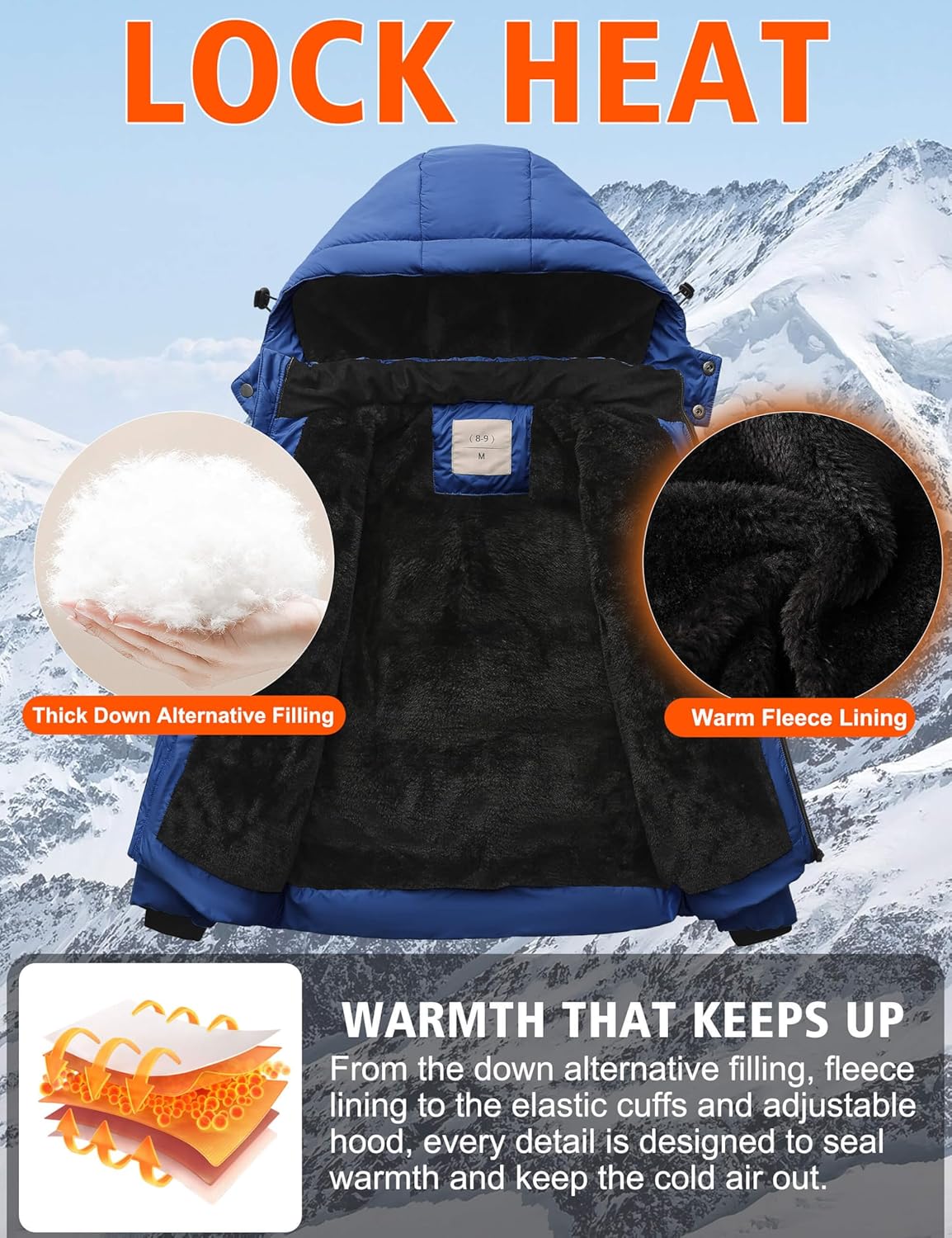 Boys' Winter Coat Kids Puffer Winter Jacket Thick Fleece Lined Warm Hooded Outerwear Coats for Boys Girls (4-15) - Image 3