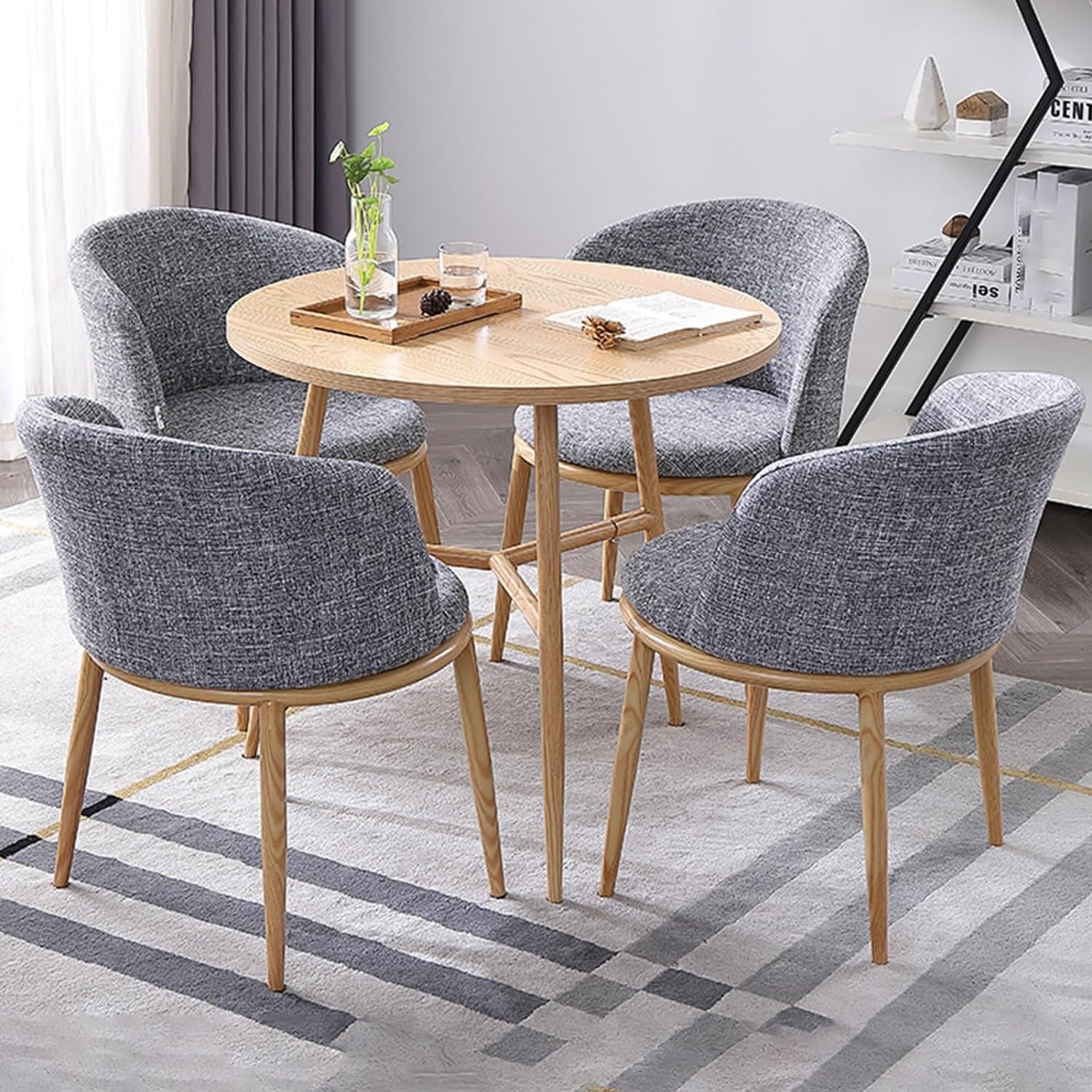 TANG SHIKitchen Breakfast Bar Table And Chair Set, Business Dining Table, Round Negotiation Reception Tables And Chairs Combination, for Home Living Room Balcony Cafe (Color : Dark Gray)