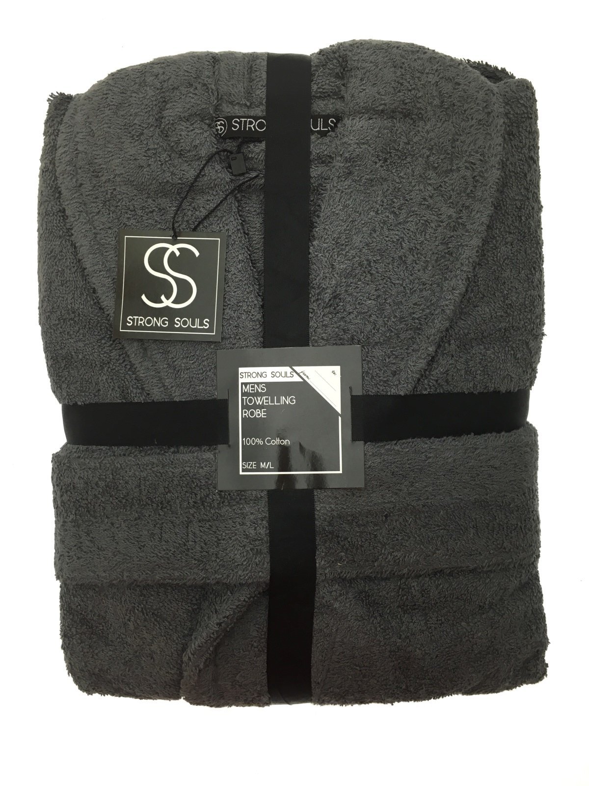 Strong Souls pour homme 100% coton Robe de luxe en tissu éponge peignoirs de bain Robe de chambre + ceinture Taille UK M-XL