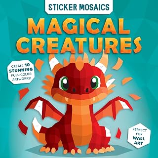 Paint by Sticker Book for Kids – Magical Creatures Fantasy Activity | Sticker by Number Unicorns & Dragons Mosaic Art | Ages 4–8: Magical Creatures