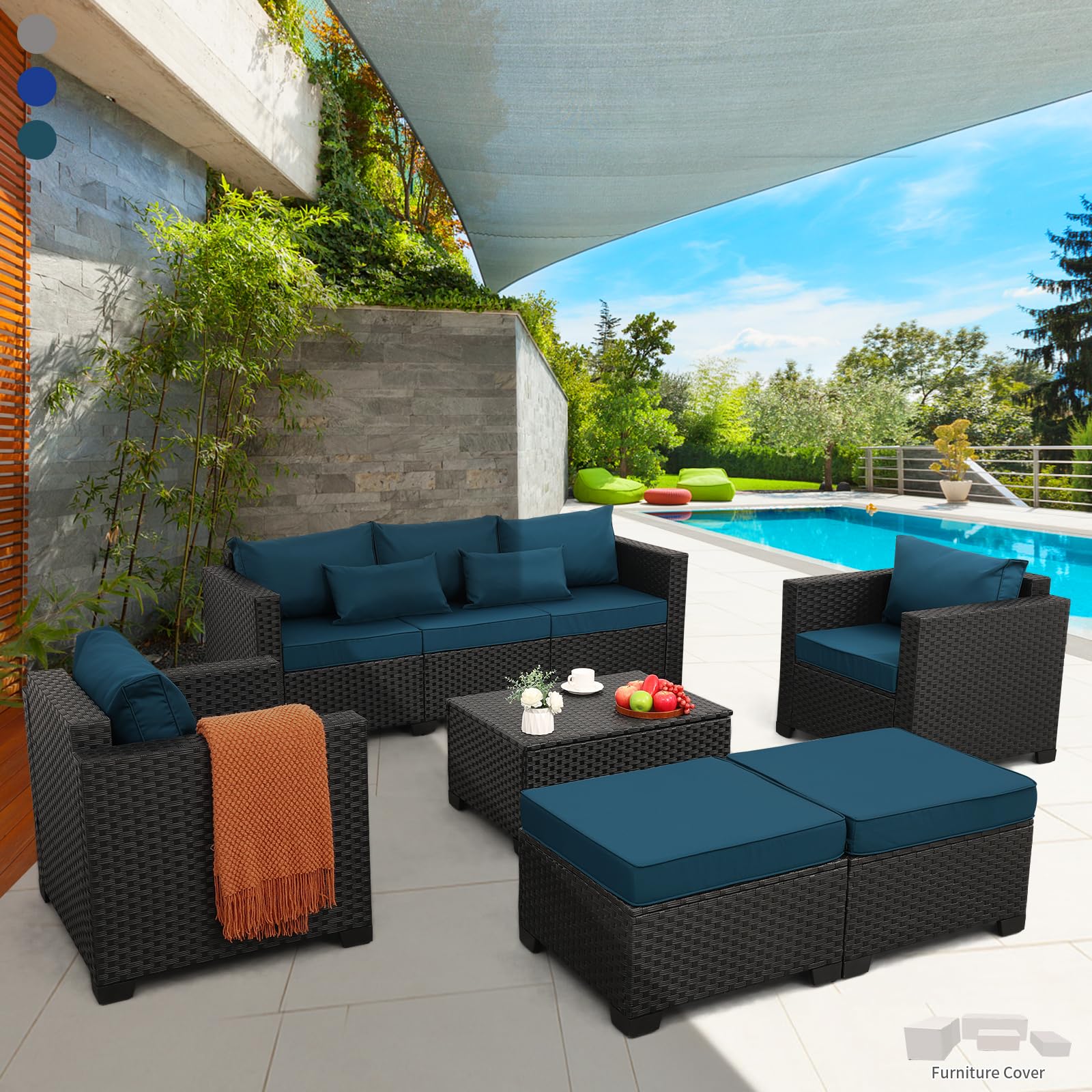 Amazon.com: Rattaner Patio Furniture Set 6 Pieces Couch Outdoor