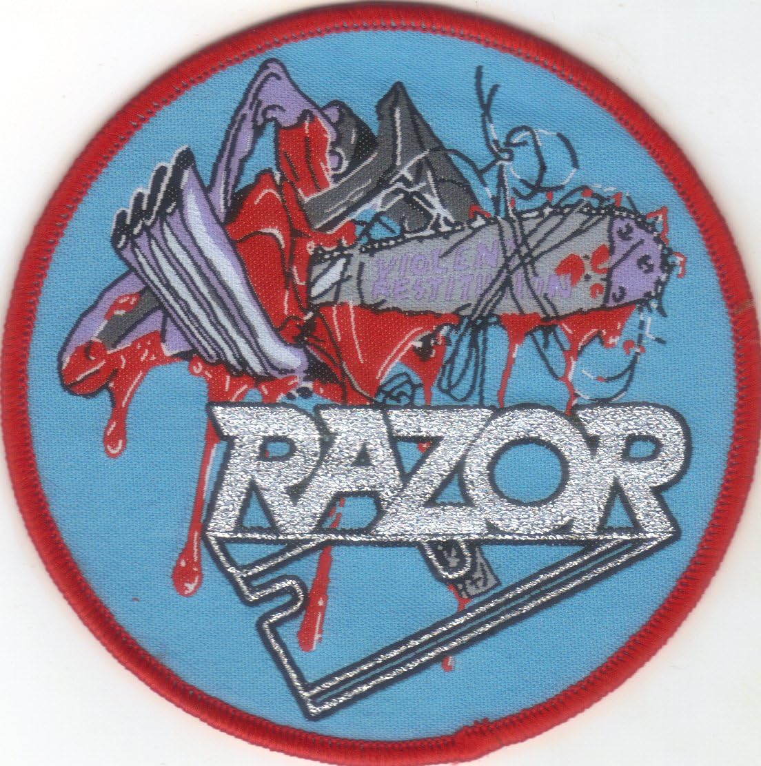 Razor-Violent Restitution-Music Rock Speed Thrash Metal Band, Sew on Round Woven Embroidery Patch