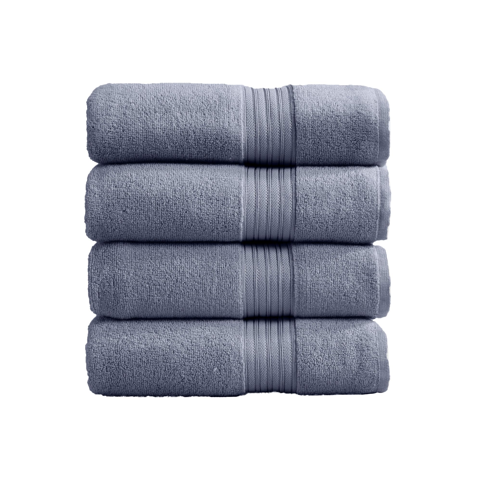 Great Bay Home Bath Towels - 100% Cotton 4 Pack 54x27 Bath Towel Set - Lightweight, Absorbent, Quick-Dry Towels for Bathroom (Chambray Blue)