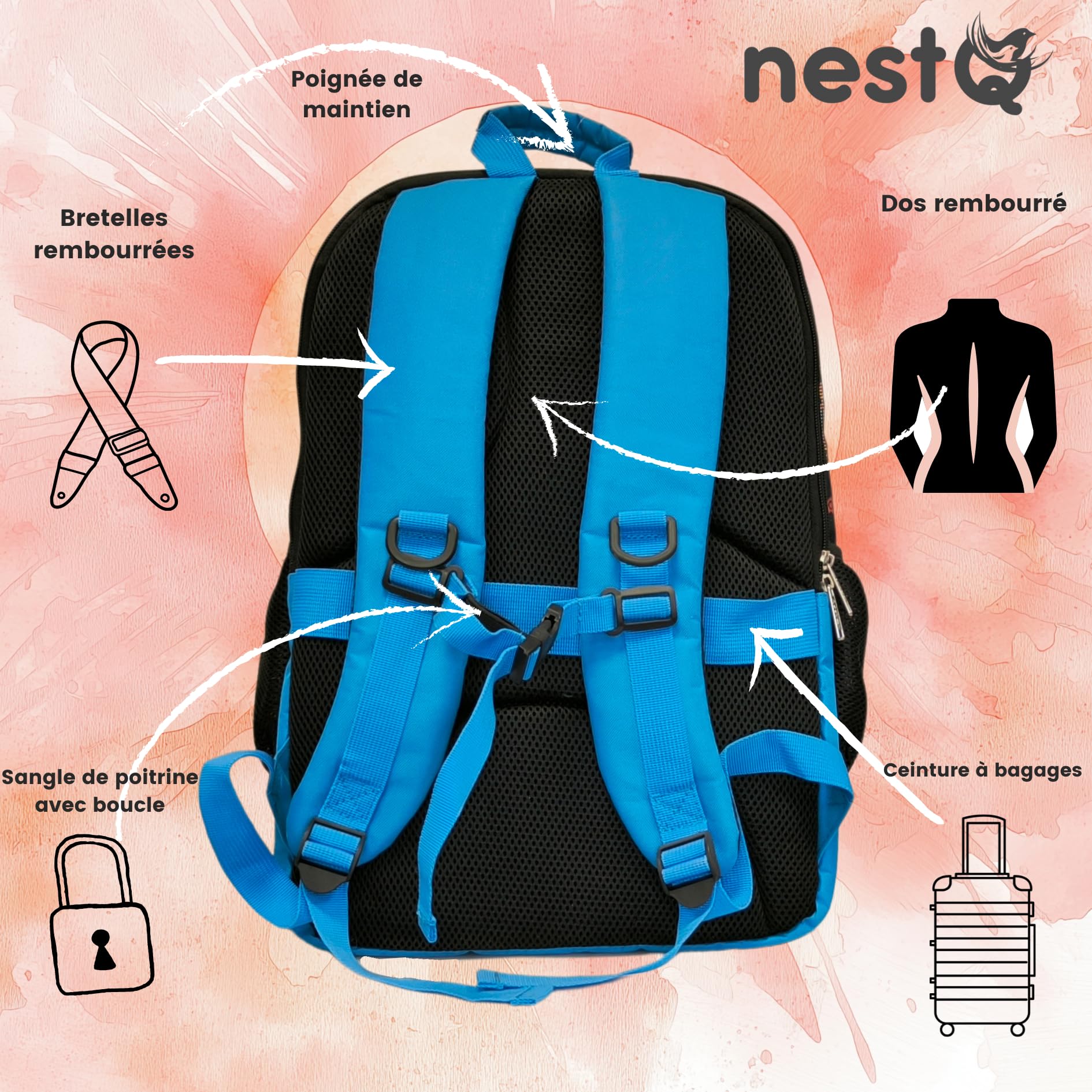 Sac à dos pour petits animaux de compagnie tels que chiens et chats jusqu'à 3 kg - Protection de la tête - Sac de voyage, transport chiots - Taille 43 x 30 x 20 cm