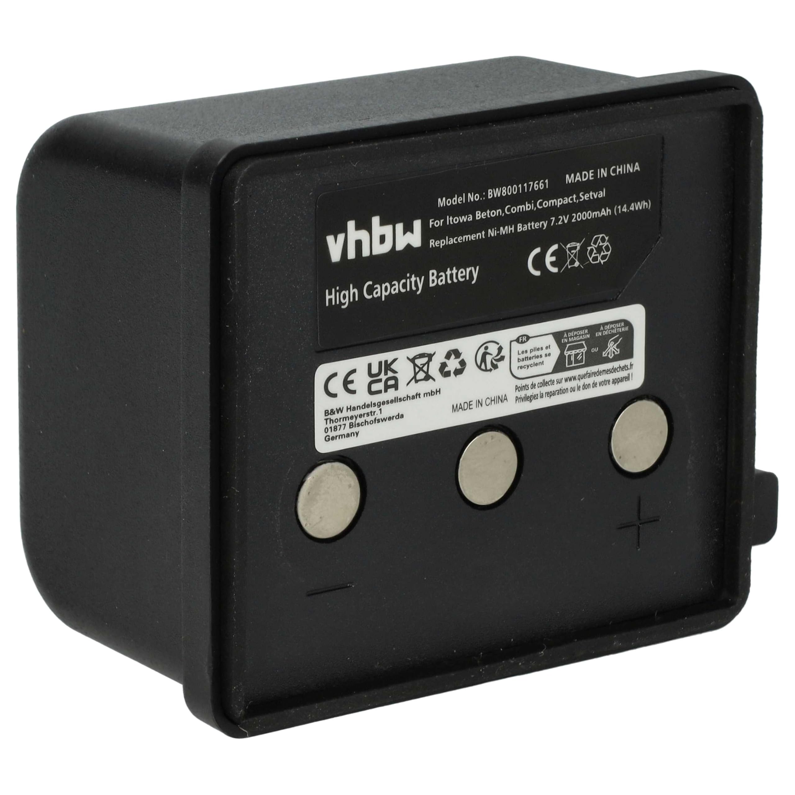 vhbw NiMH Batterie 2000mAh (7.2V) pour télécommande Remote Control comme Itowa BT7223MH