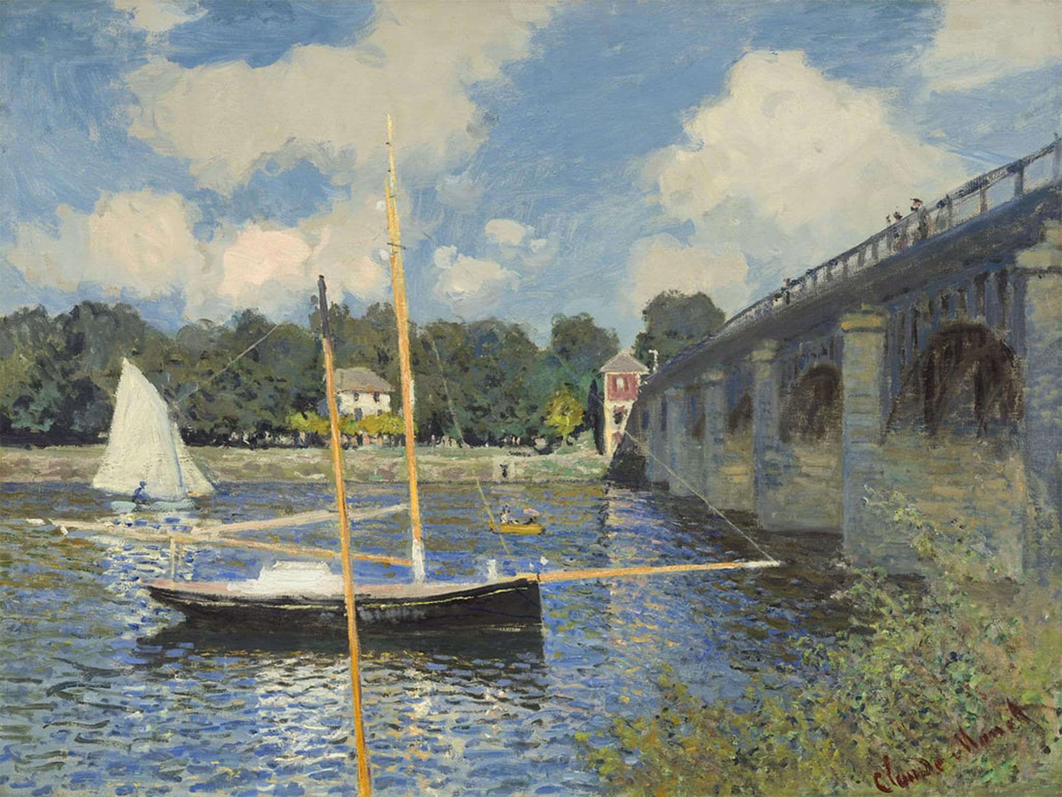 Toile Monet Le Pont d'Argenteuil déco salon moderne 60x90 cm