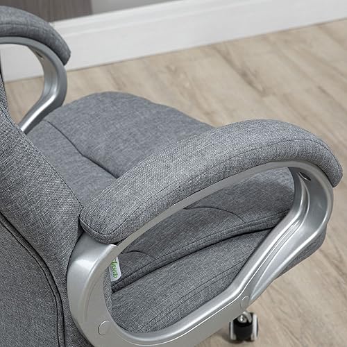 Miniatura 8 de Vinsetto High Back Home Office Chair Executive Computer Chair with Adjustable Height, Upholstered Thick Padding Headrest and Armrest - Grey