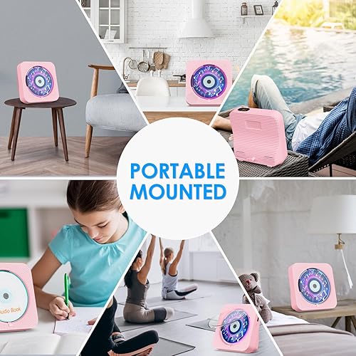 Miniatura 7 de Gueray Reproductor de CD portátil Bluetooth de escritorio Reproductores de CD con altavoces para radio doméstica reproductor de CD con control