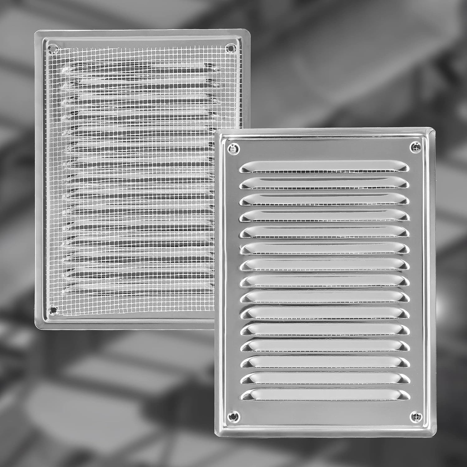 KOTARBAU® Griglia Aerazione Quadrata - Acciaio Inox - 16.5x23 cm - Argento - Griglia Ventilazione - con Rete Anti Insetti - Resistente Alla Corrosione