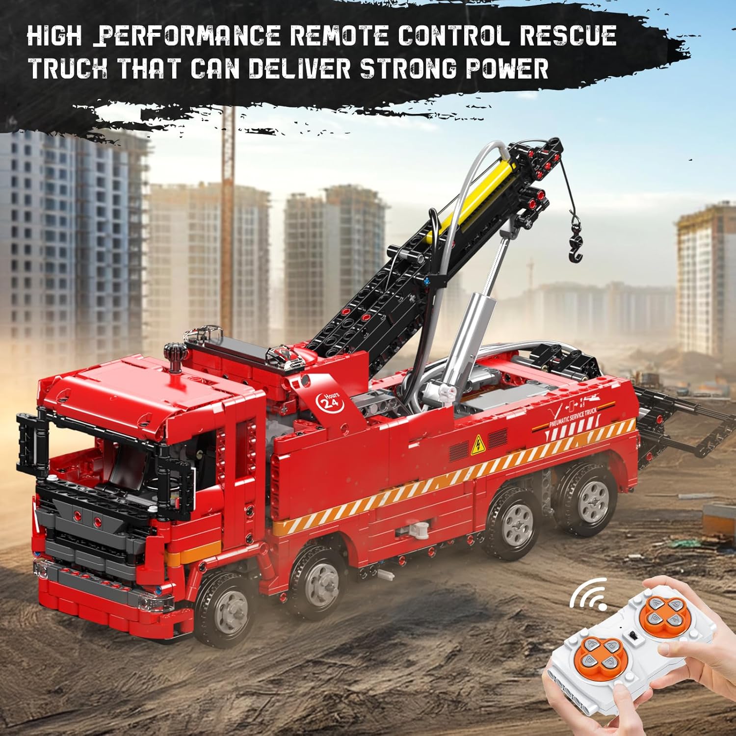 Mould King 19017 Rescue Truck Model Building Blocks Set, Pneumatic Truck with 3 Motors and Remote Control, Vehicle Toy for Adult/Collections Enthusiasts (1653 Pieces)