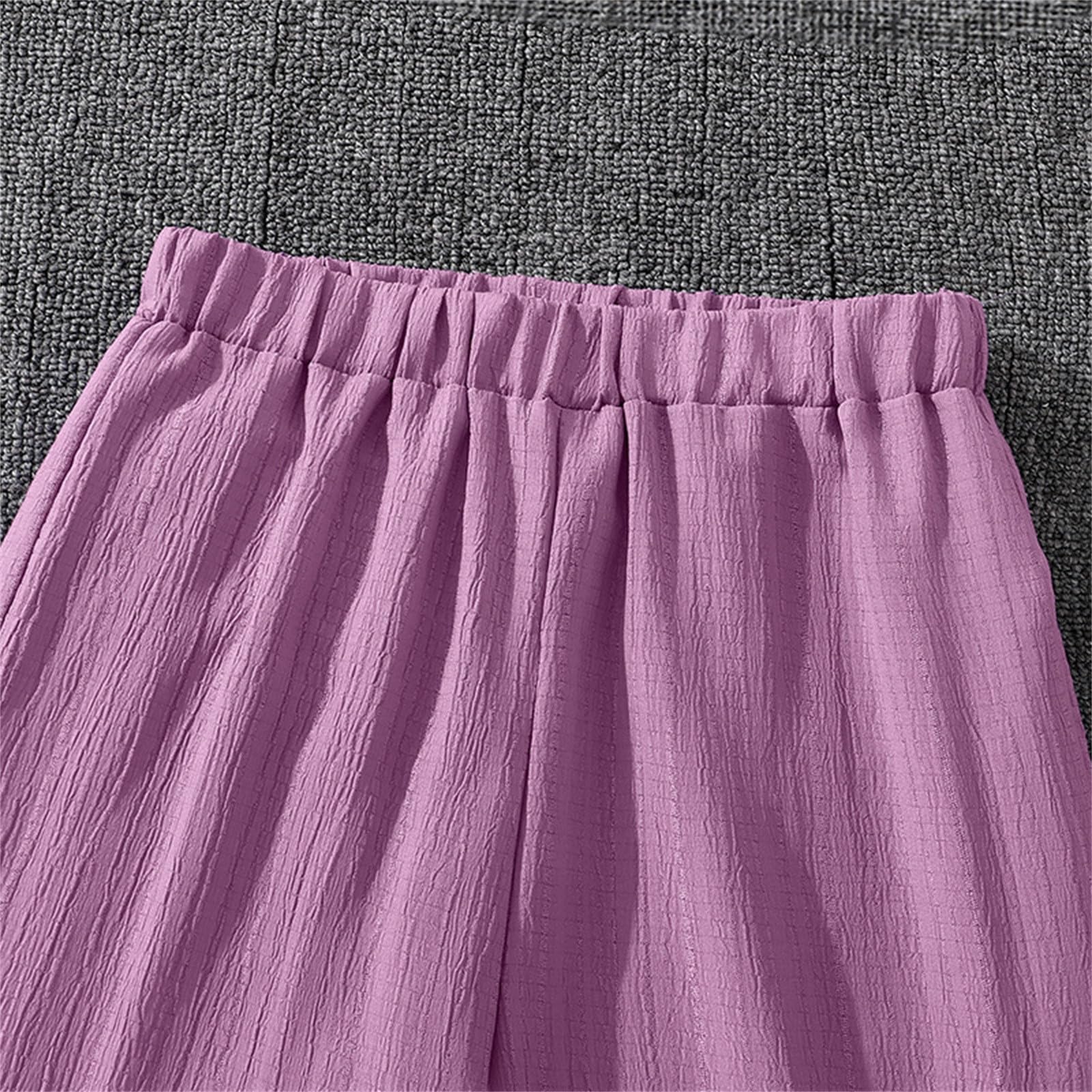 Conjunto de blusa de encaje para niña, top liso holgado informal con pantalones largos de pierna ancha.