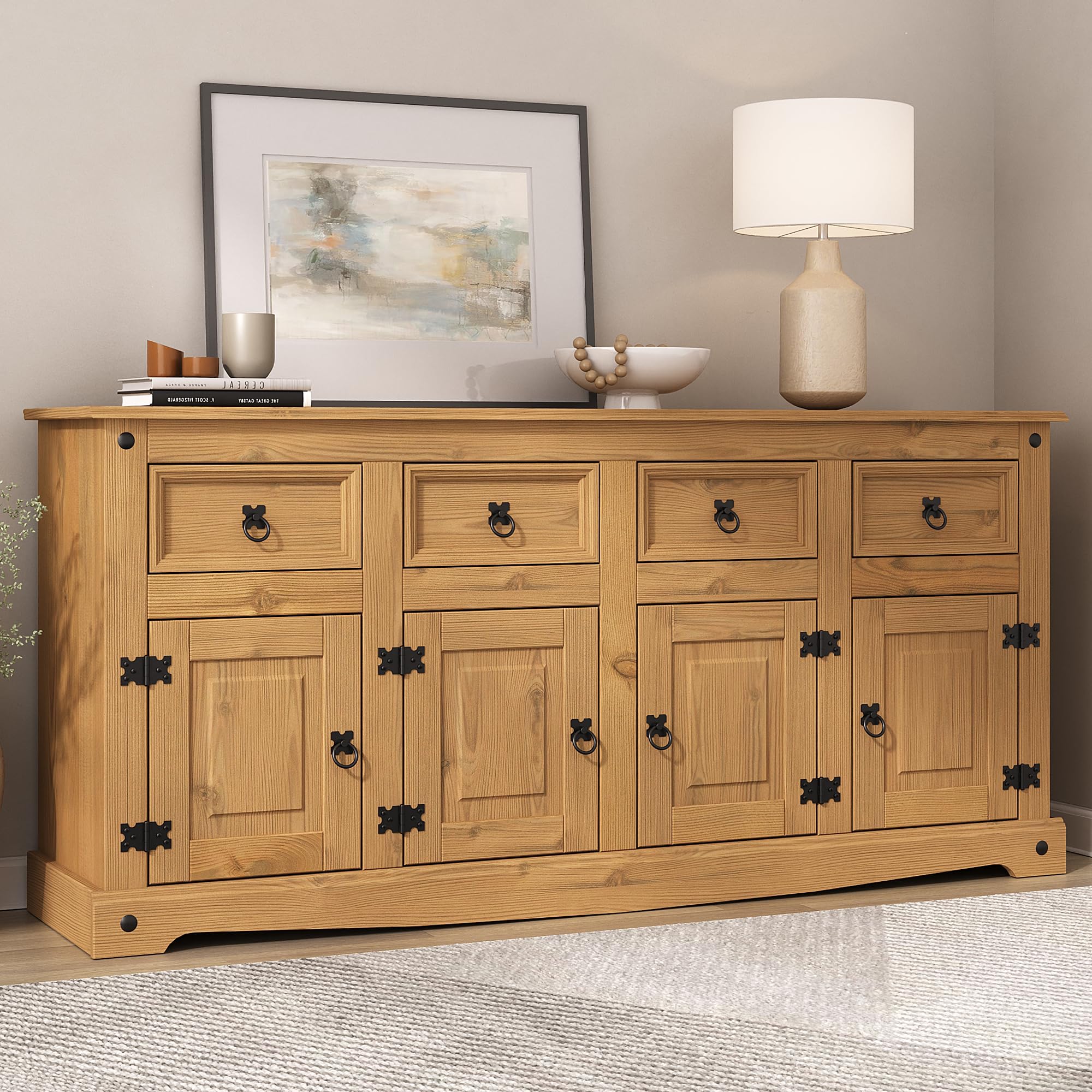 B&Q -  Corona Sideboard 4 Door 4 Drawer Large Mexican Solid Pine Wood