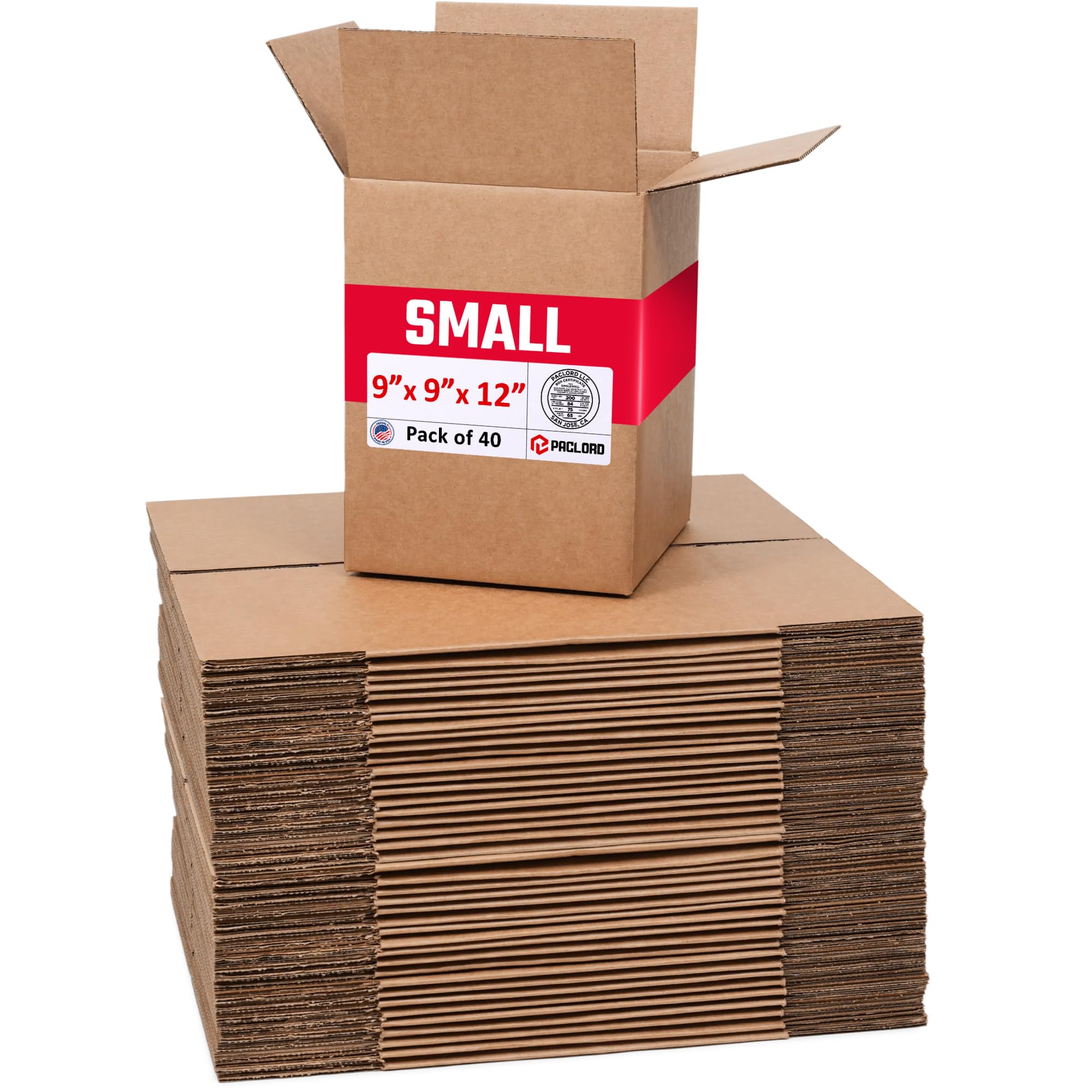 Small Cardboard Boxes 9"L x 9"W x 12"H (Pack of 40) - USA-Made Packing Boxes for Moving, Shipping, or Storage - USPS, UPS, FedEx Approved - Professional Packing Supplies for Moving | USA-Made Packing Boxes for Moving, Shipping, or Storage - USPS, UPS, FedEx Approved - Professional Packing Supplies