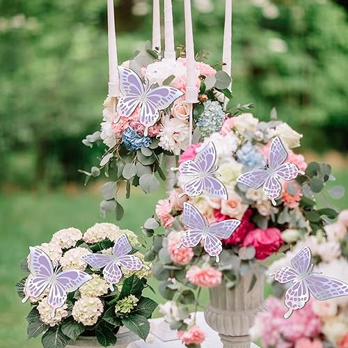 Miniatura 5 de Juego de 14 calcomanías de mariposa 3D, 2 capas de papel gigante de mariposas, juego de decoración de pared de mariposas, calcomanías de pared de