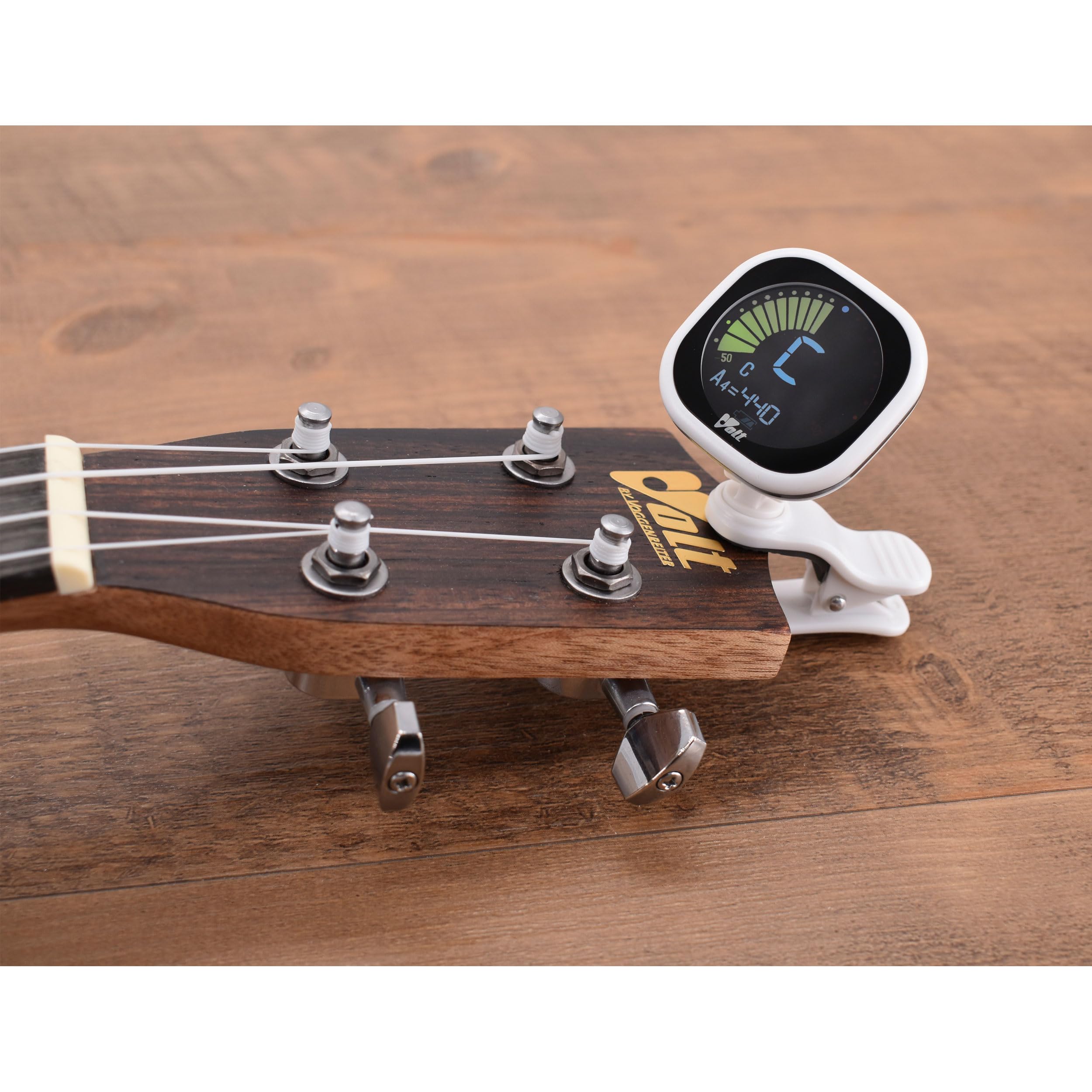 VOLT by Voggenreiter USB Clip-Tuner RCT-5000 - weiß - Stimmgerät für Gitarre, Bass, Ukulele - Aufladbar über USB