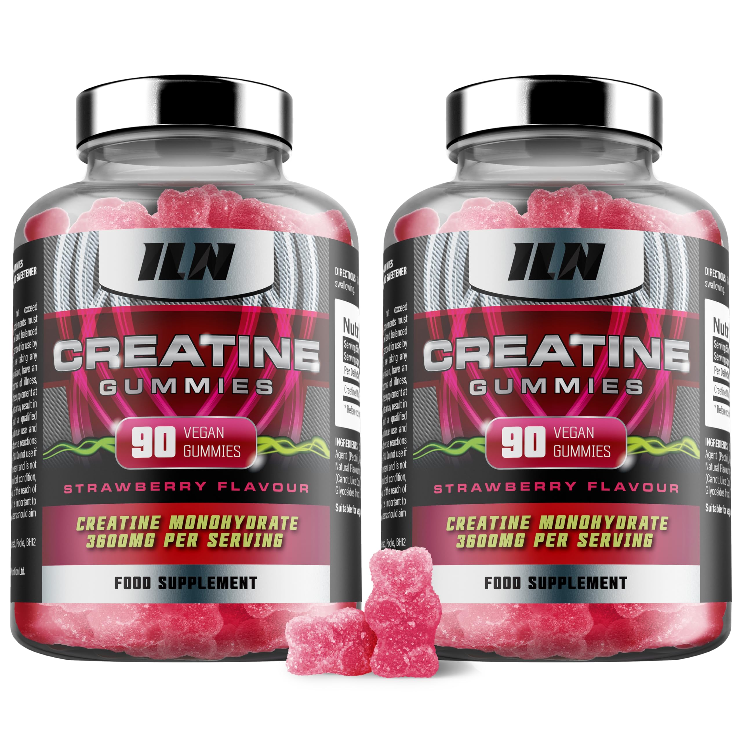 Iron Labs NutritionCreatine Gummies 6000mg per Serving – Lab-Tested Creatine Monohydrate Gummies – Strawberry Flavour Gummy Bears – High Strength for Men and Women (180 Count, Vegan)