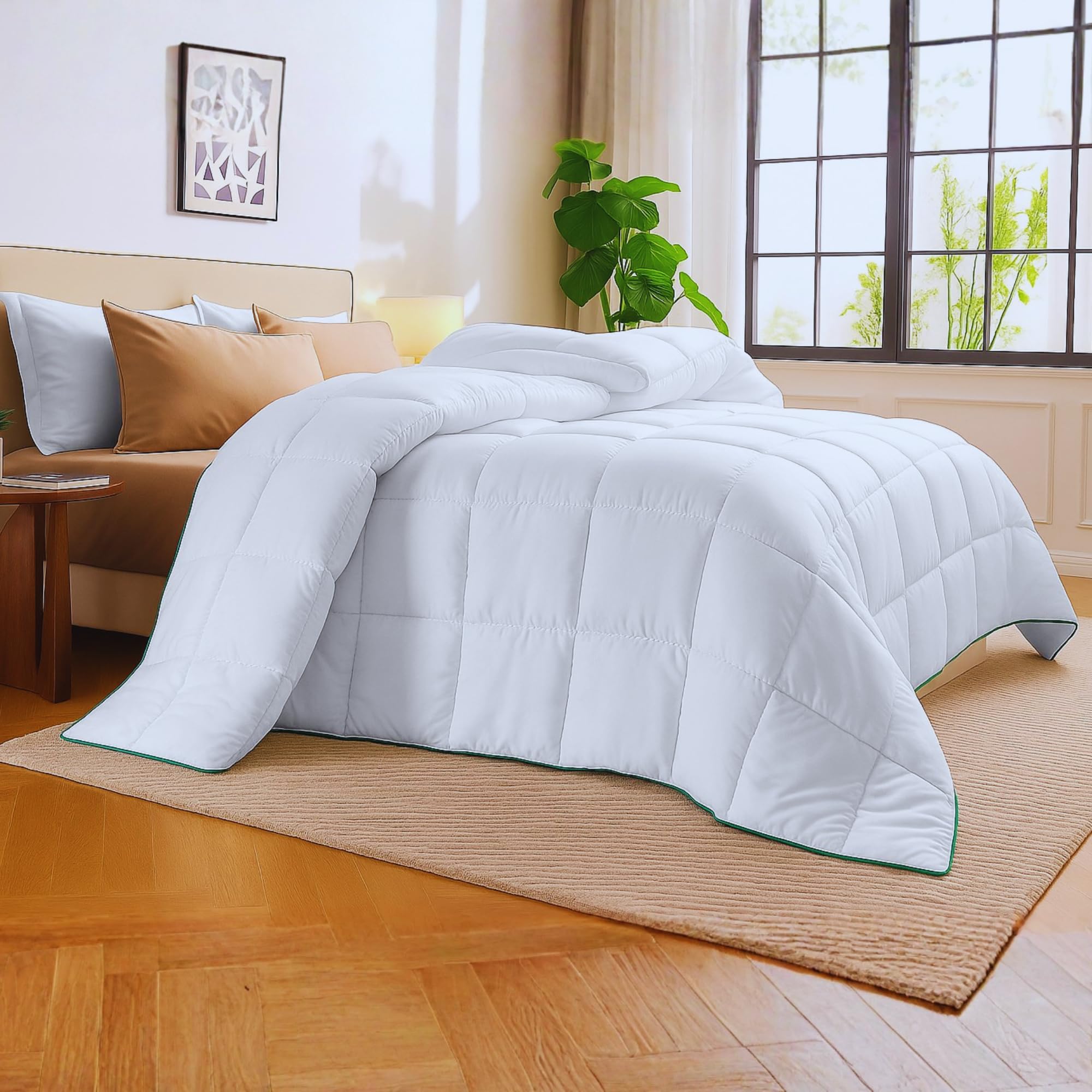 EXQUIZIT HOME® 100% Natural Bamboo Duvet – Lightweight Breathable & Hypoallergenic Quilt – Ultra Soft & Silky with Cotton Super Soft Microfibre Fill – All Seasons Comfort (King, 4.5 TOG)