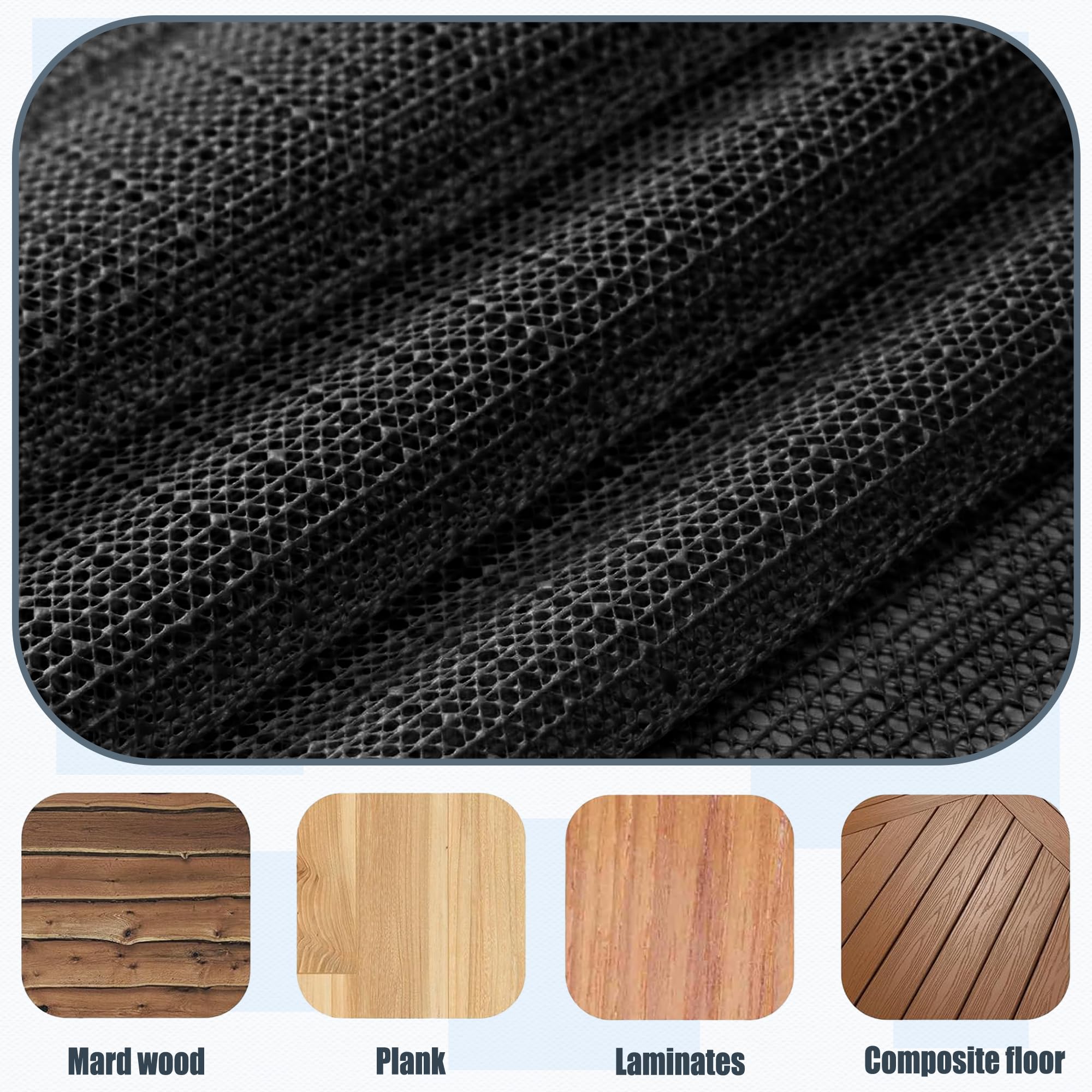 Rete Antiscivolo per Tappeti 120 x 300 cm Antiscivolo e Tagliabile Tappetino PVC Resistente per Casa Ufficio Automobili Cucina Bagno, Nero
