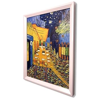 ★秀作★手書き油絵 ゴッホ 夜のカフェテラス 額付 絵画 インテリア 油彩画 ☆秀作☆手書き油絵 ゴッホ 夜のカフェテラス 額付き 絵画