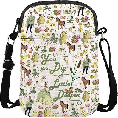 TGBJE Princess Inspired Crossbody Bag Frog Princess Gift You Gotta Dig A Little Deeper Messenger Bag Cartoon Movie Gift Dig deeper CB